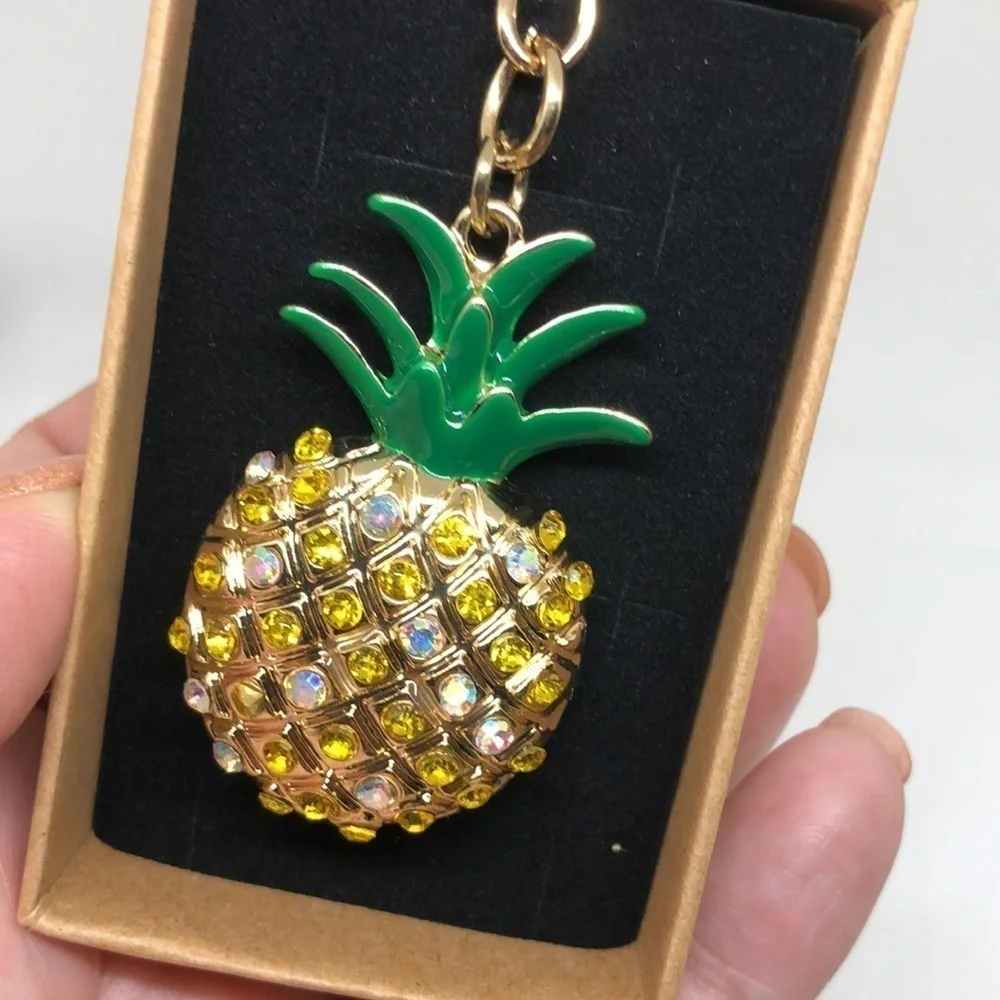 Rhinestone Pineapple Keychain Key Ring Pendant Bag Charm
